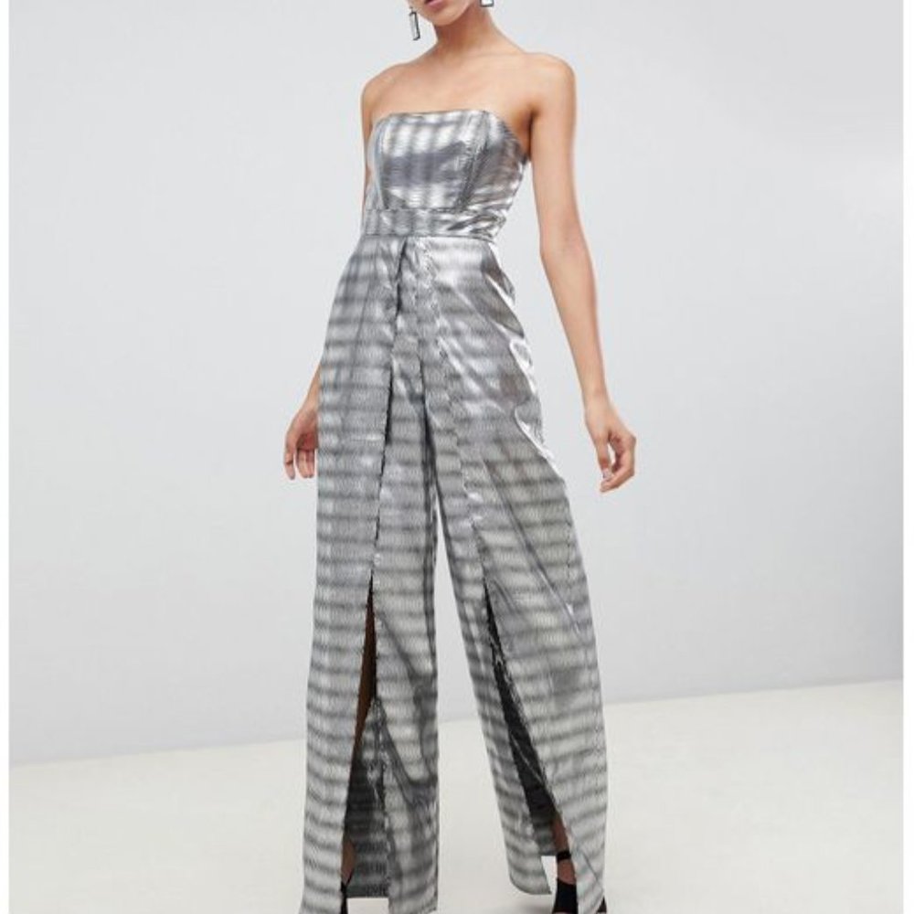 ASOS Metallic Bandeau Jumpsuit